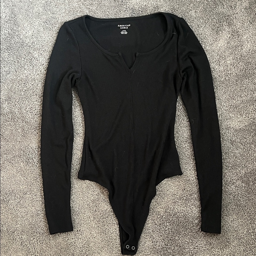 American Eagle Outfitters Black Long Sleeve Bodysuit